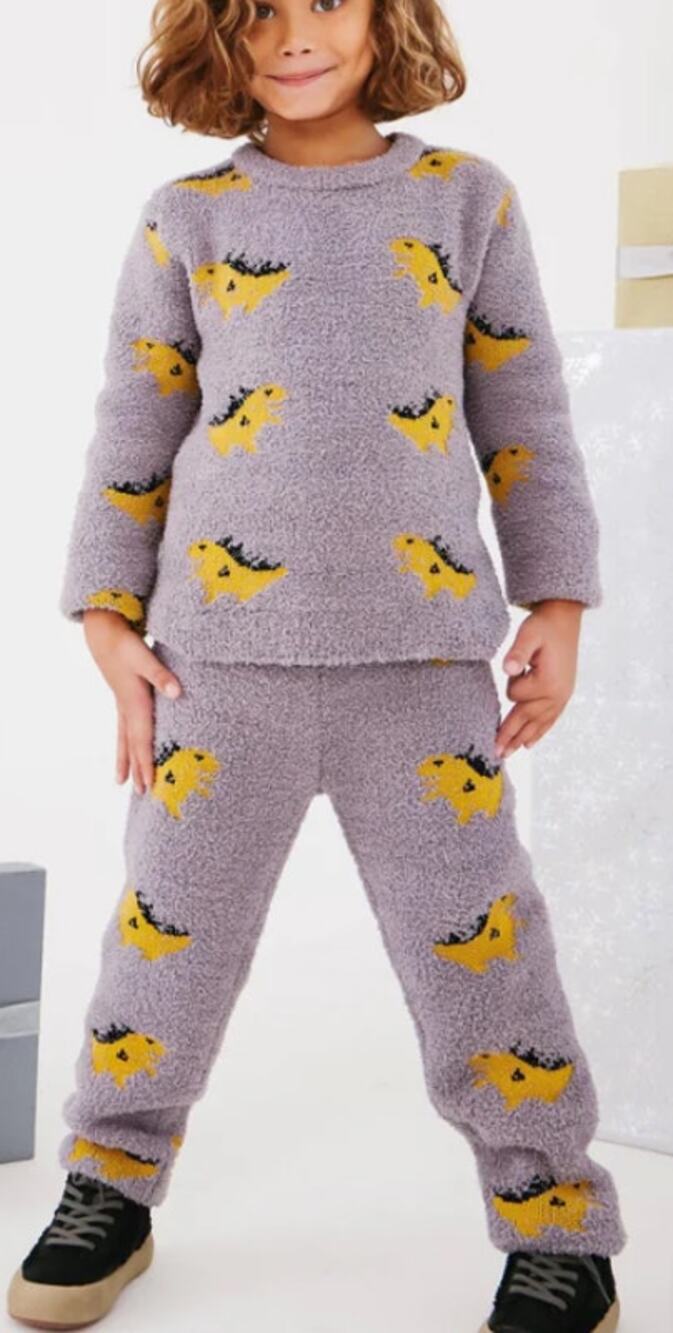 Lola The Boys Dinosaur Plush Fuzzy Knit Sweater Pants Lounge Set Size 8